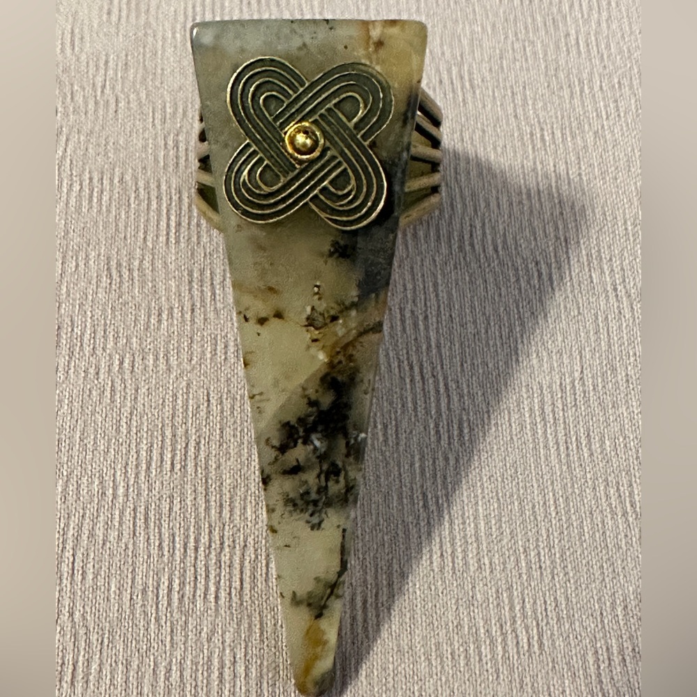 Rare Vintage Jan Michaels Moss Agate Ring
